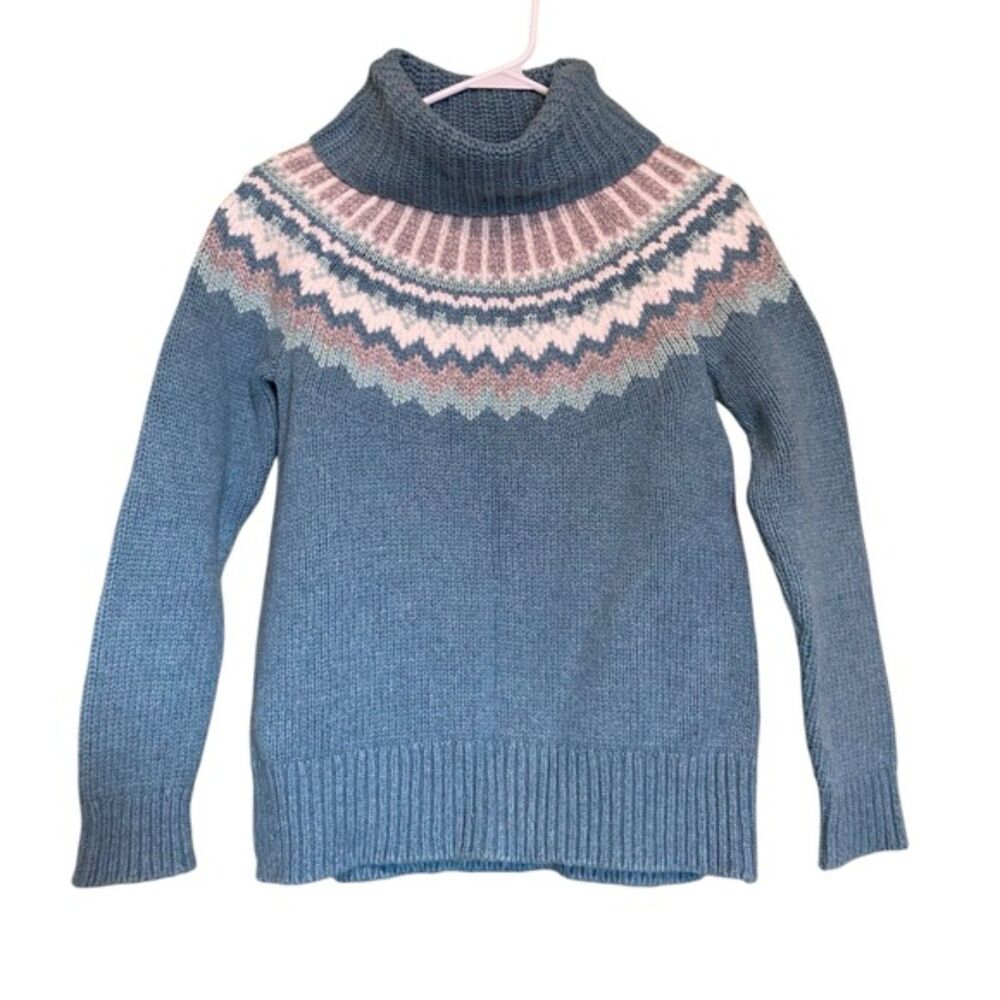 Loft Fair Isle Print Knit Wool Turtleneck Size Small